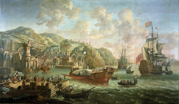Ships, Galleys and Other Vessels off an Italian Port by Jacob Knyff (1639–1681)